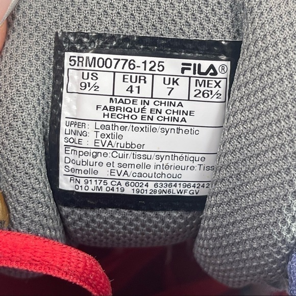 Fila Boveasorus Leather Low Top Sneaker Size 9.5 Women - Picture 9 of 9